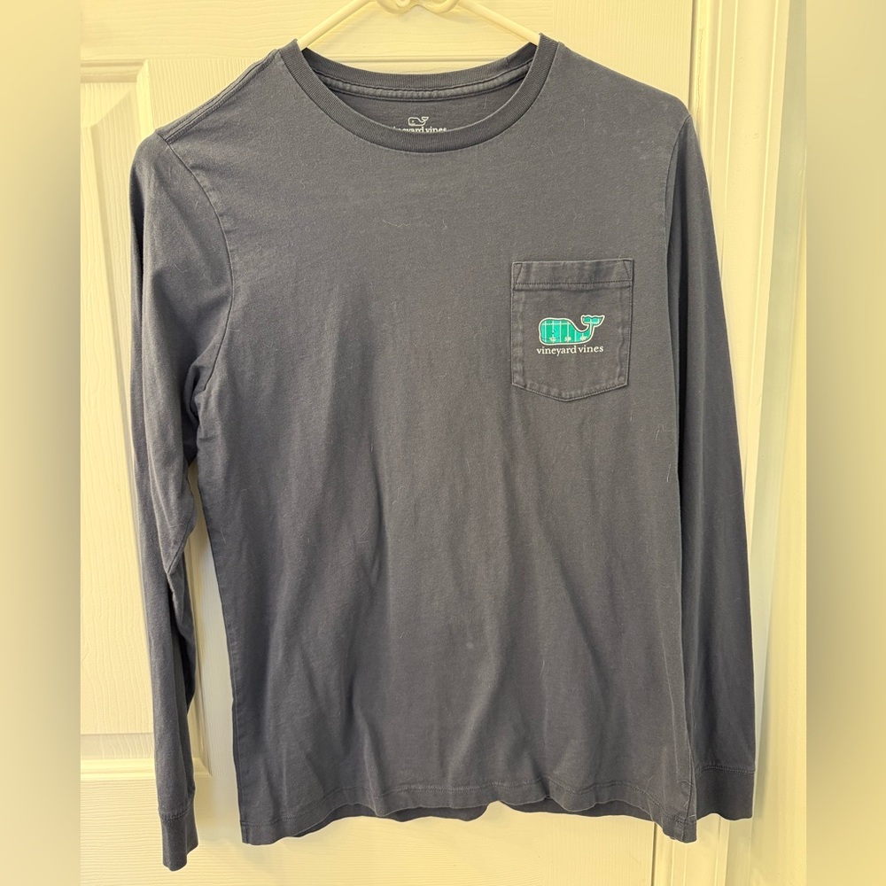 Vineyard vines football whale logo long sleeve shirt dark blue 16